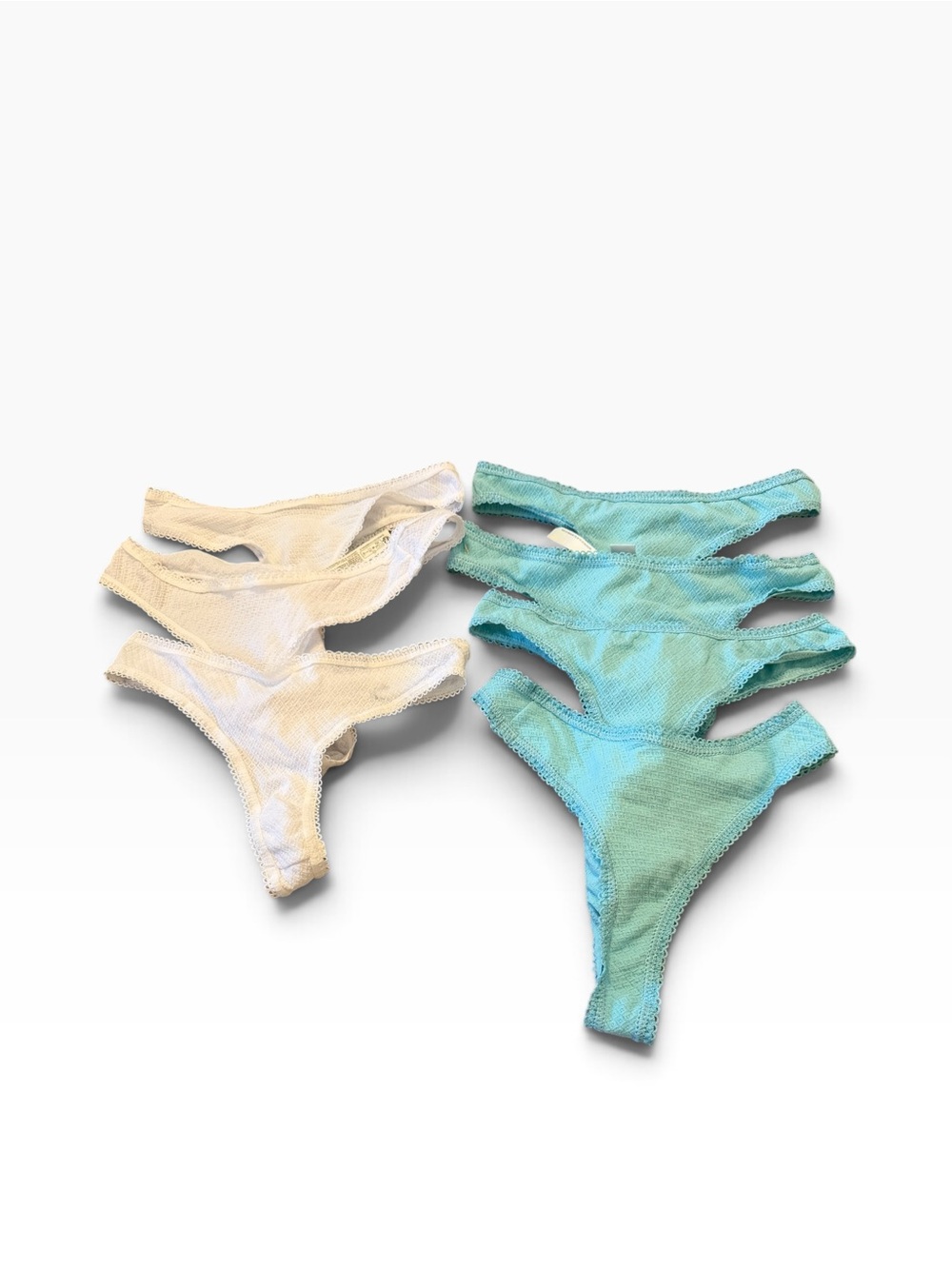 Free People Intimately Thong Underwear Lot of 7 White Teal XS/S New
